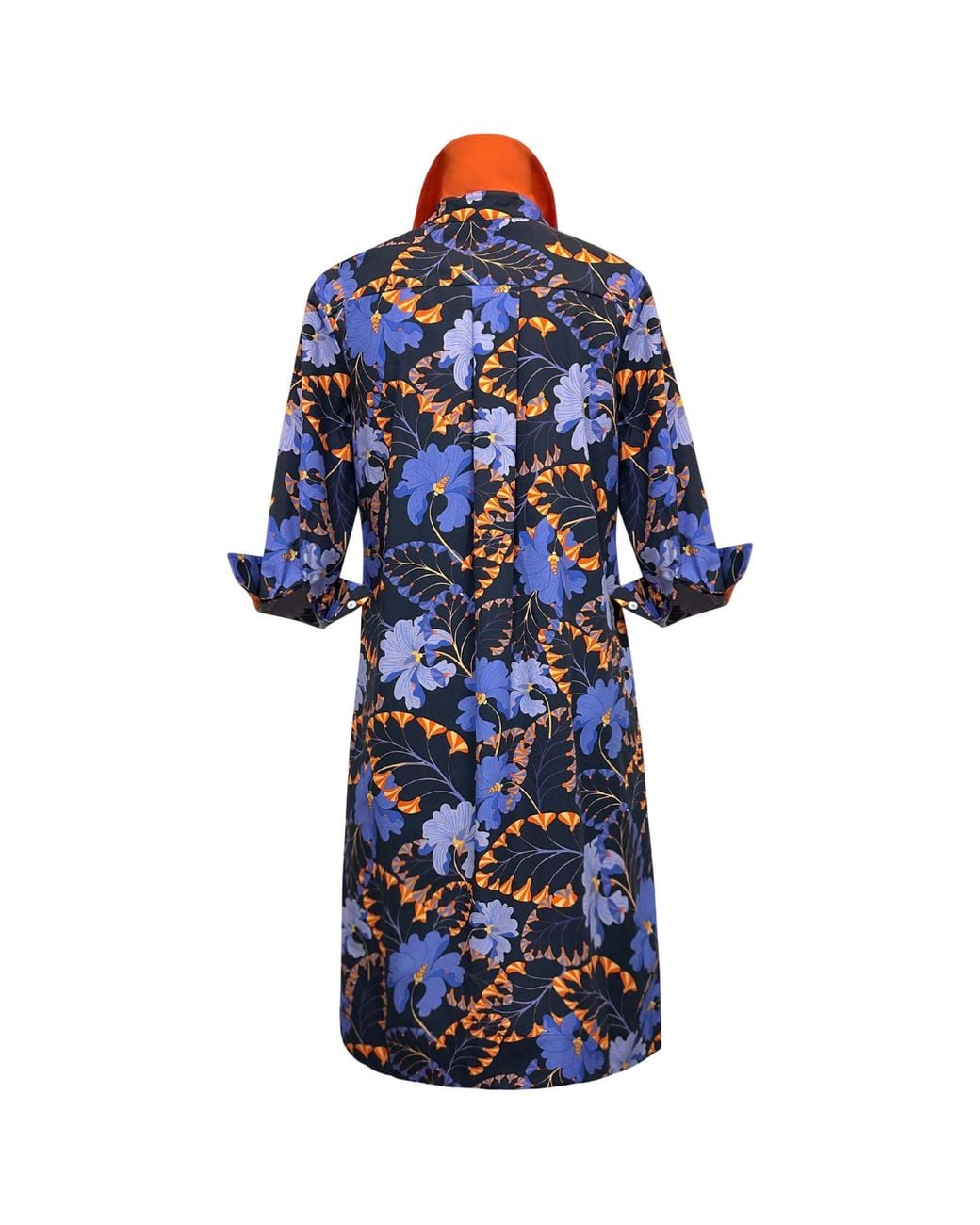 Perlavera Blue Clara Flora Knee-Length Missy Fit Dress