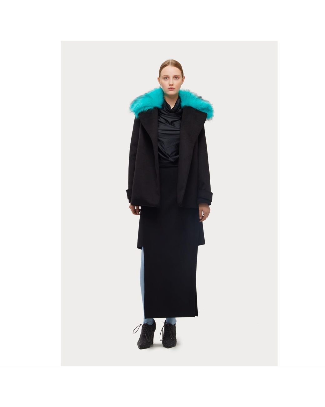 Julia Allert Blue Leather-Look Long Sleeve Top