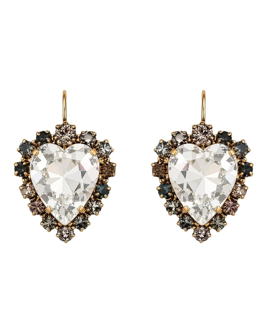 Vstyle Metallic Amore Swarovski Heart Earrings