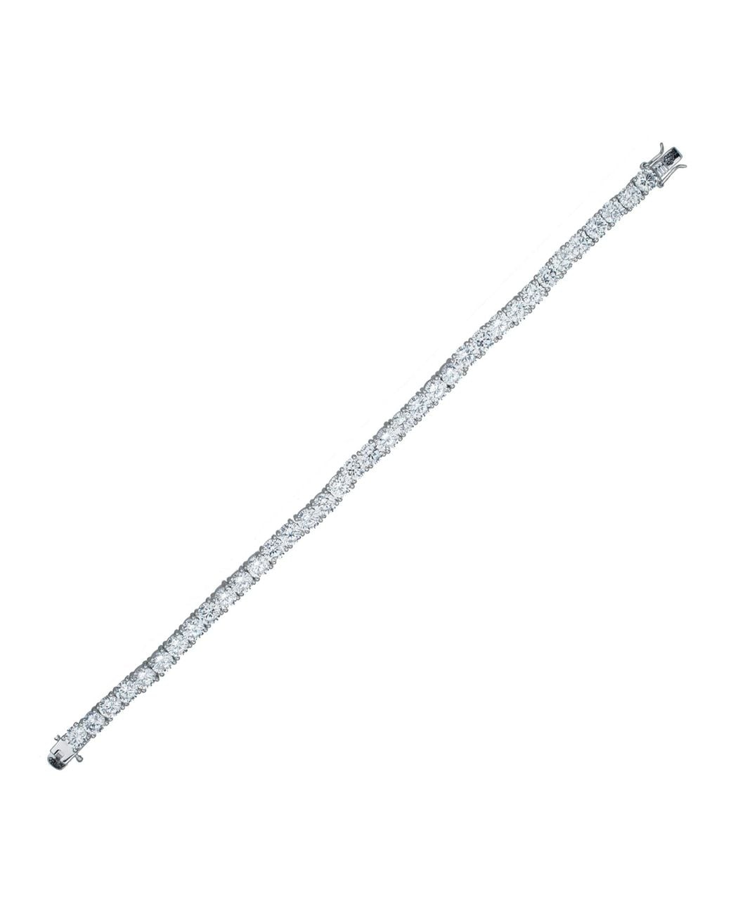 Genevive Jewelry Black Sterling Rhodium Plated Cubic Zirconia Tennis Bracelet