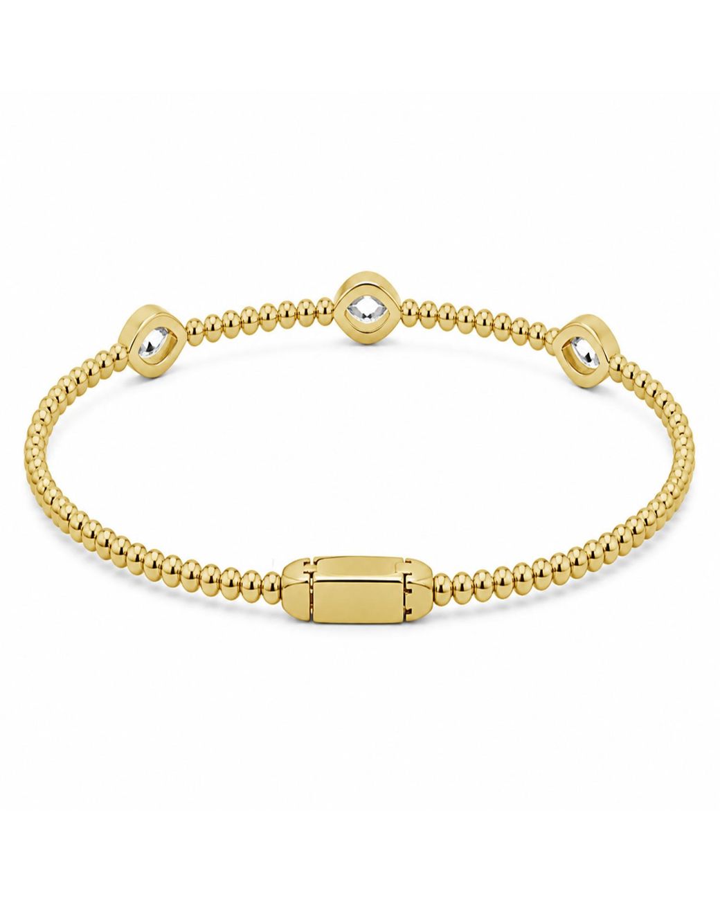 Artisan Metallic 14K Beaded Bracelet With Three Pear Diamond