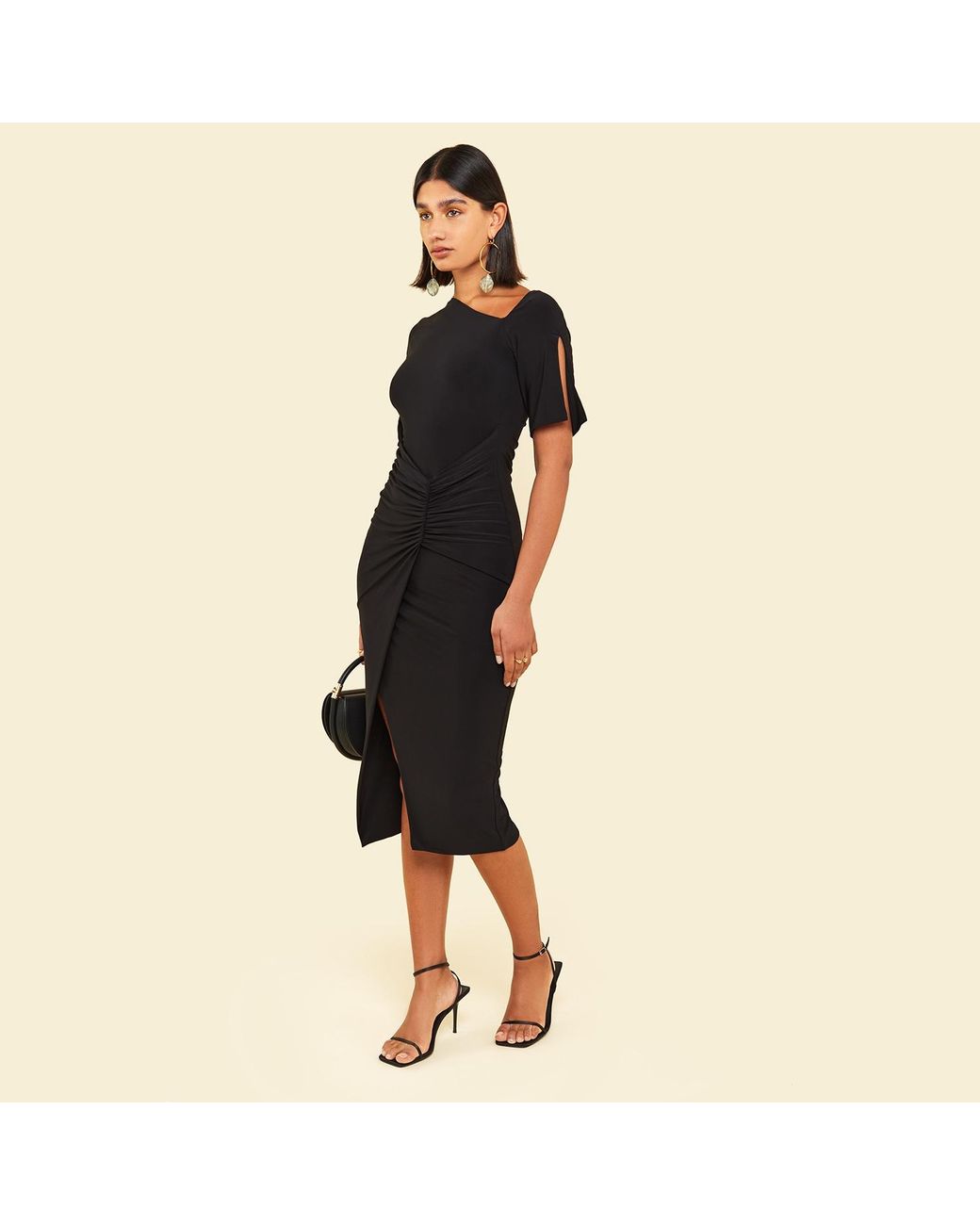 Celestine & Mae Black Latica Midi Dress
