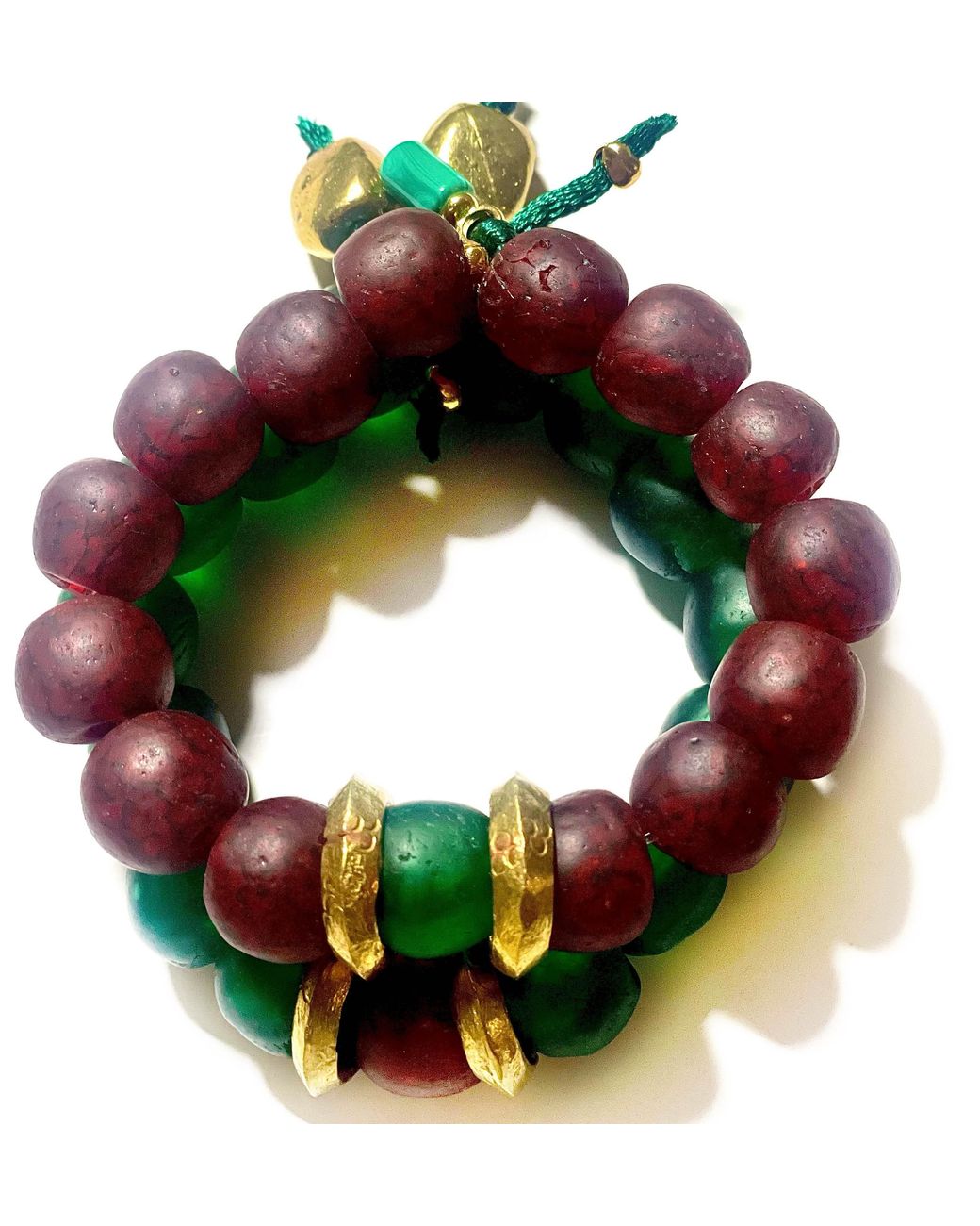 Persia Dona Jewelry Green Emerald Vintage Glass Bracelet