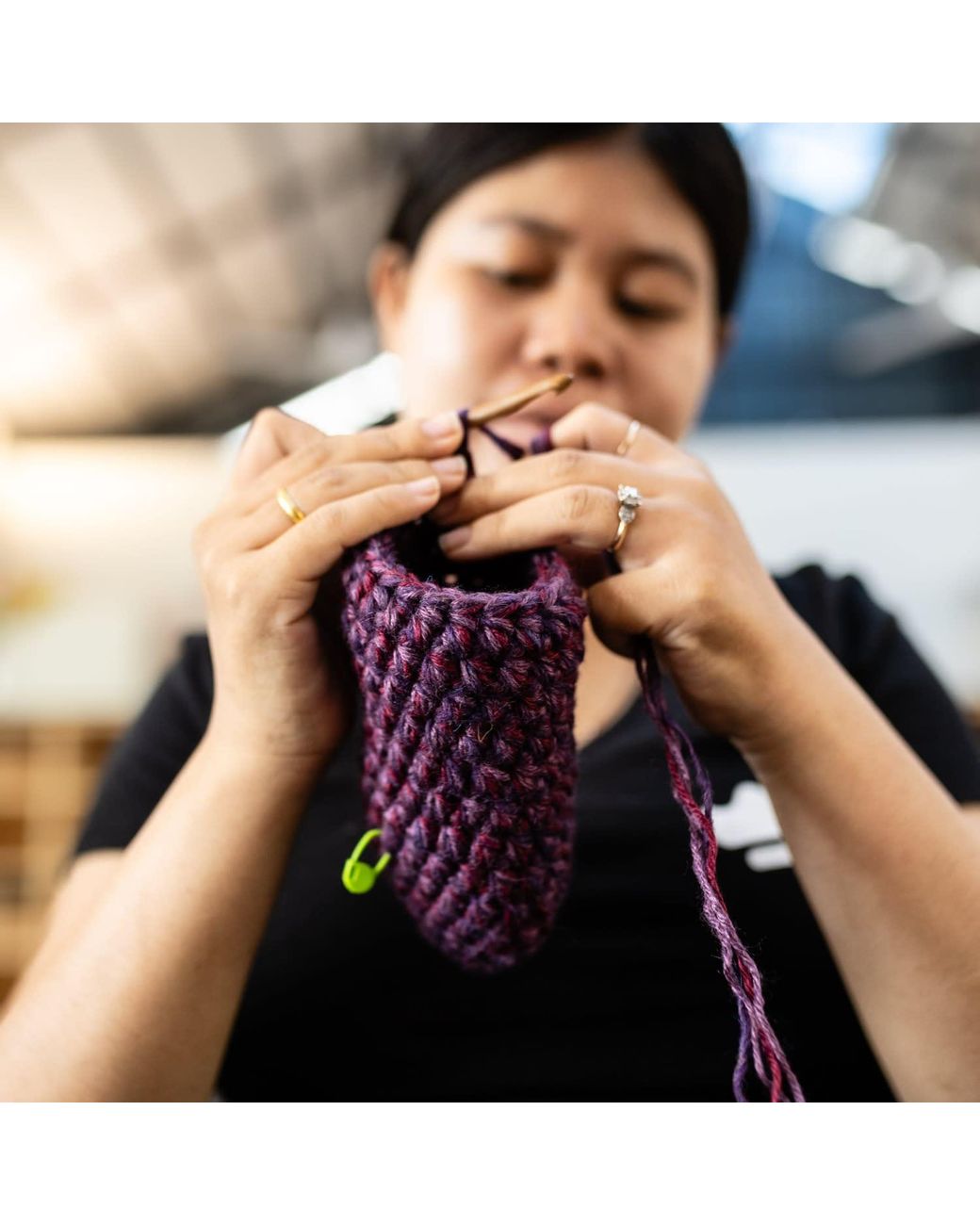 Kingdom of Wow Purple Artisan Made Boot Wool Slippers For