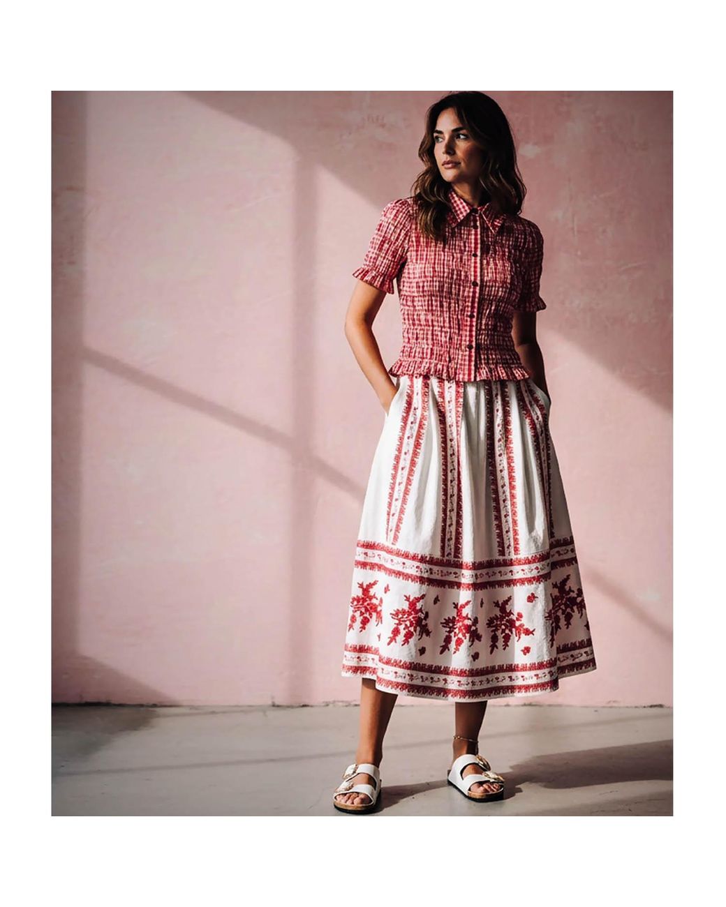 Nooki Design Aimee Ditsy Embroidered Pleated Skirt