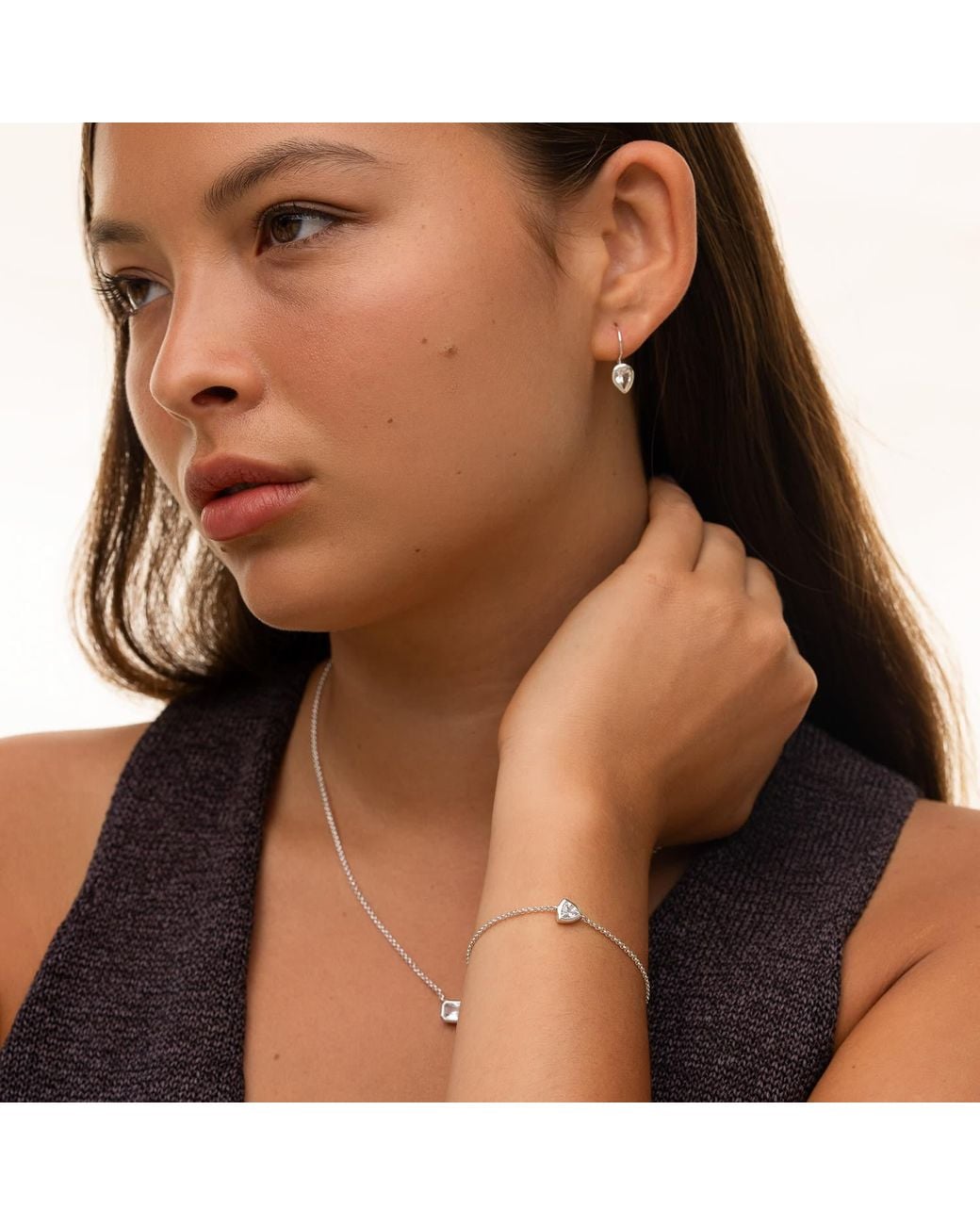 Dower & Hall White Pear Topaz Earrings