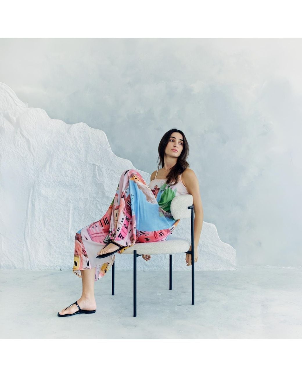 DHARA SHETH DUBAI White La Riviera Printed Spaghetti Strap Maxi Dress