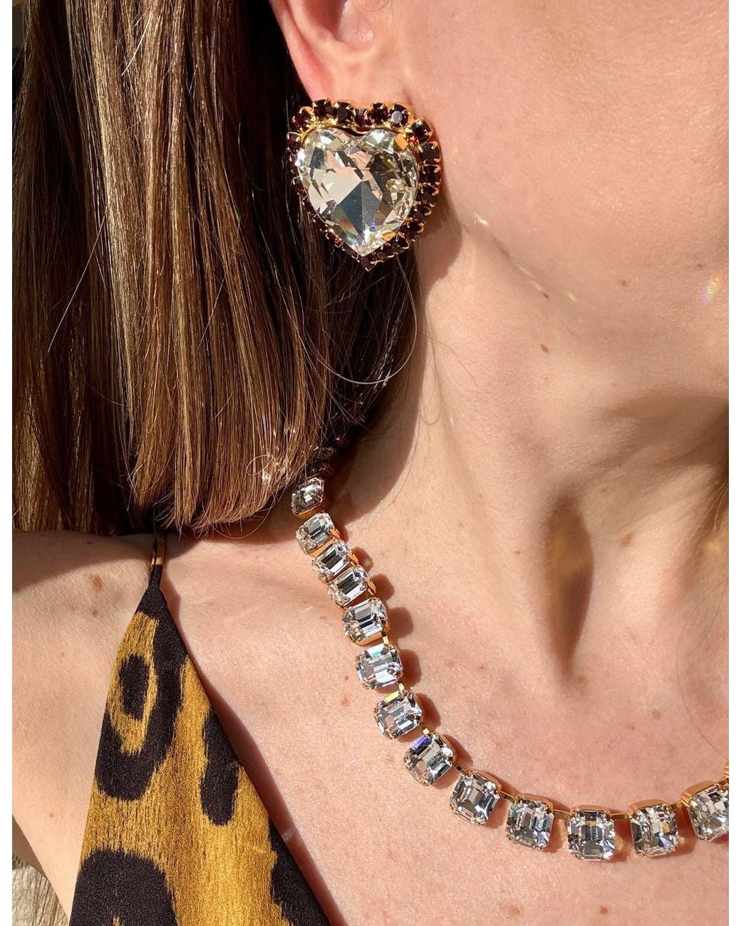 Laura Gray Black Large Diamond & Crystal Heart Post Earrings