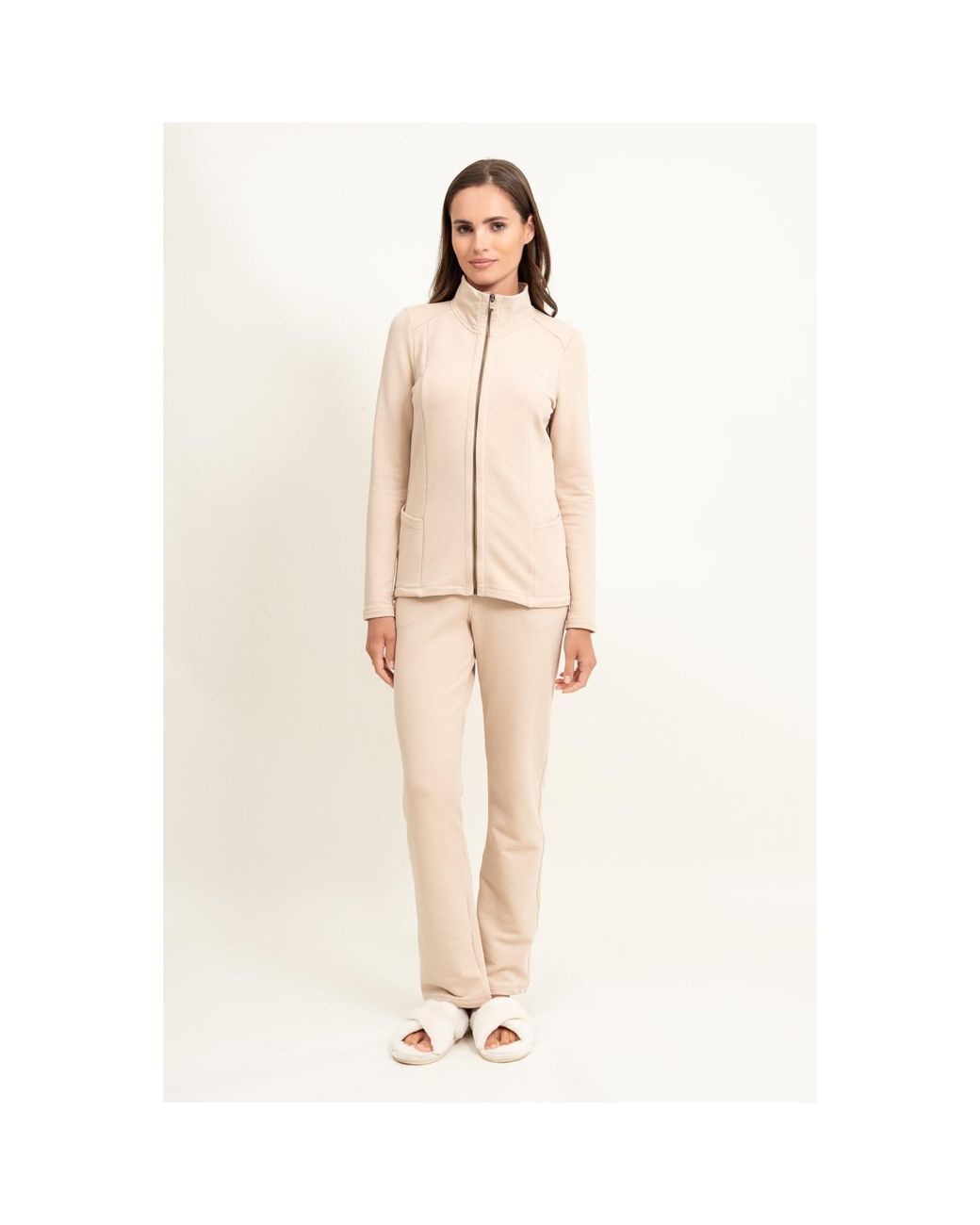 Oh!Zuza Pink Neutrals Zip-Up Funnel Neck Sweatshirt