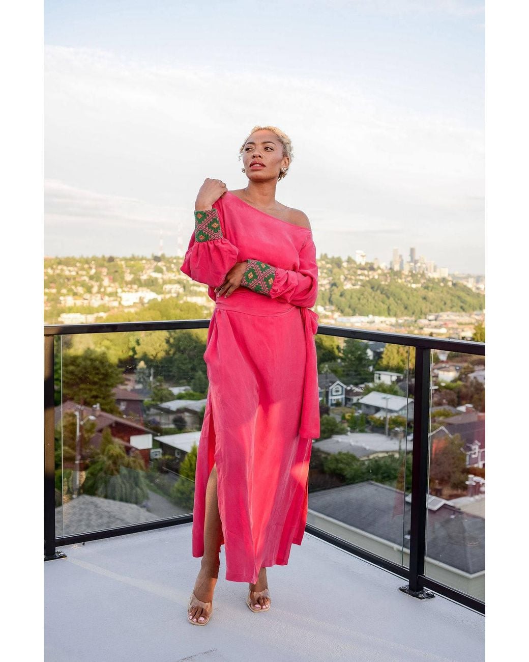 Yomisma Pink Viva Chiapas Embroidered Kaftan — Artisanal Handcrafted Resort Dress With, & Embroidery