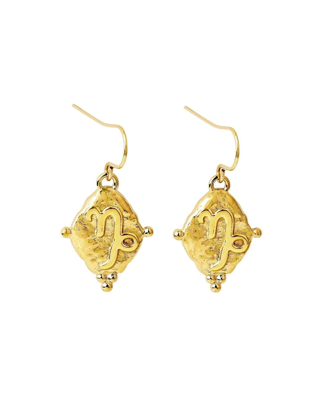 Seven Saints Metallic Capricorn Vintage-Style Dangle Earrings, Plated