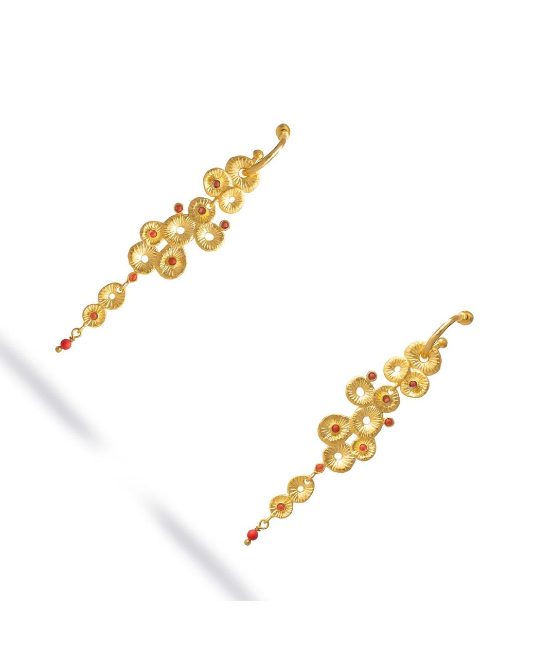 Ebru Jewelry Metallic Golden Aura Coral Dangle Earrings