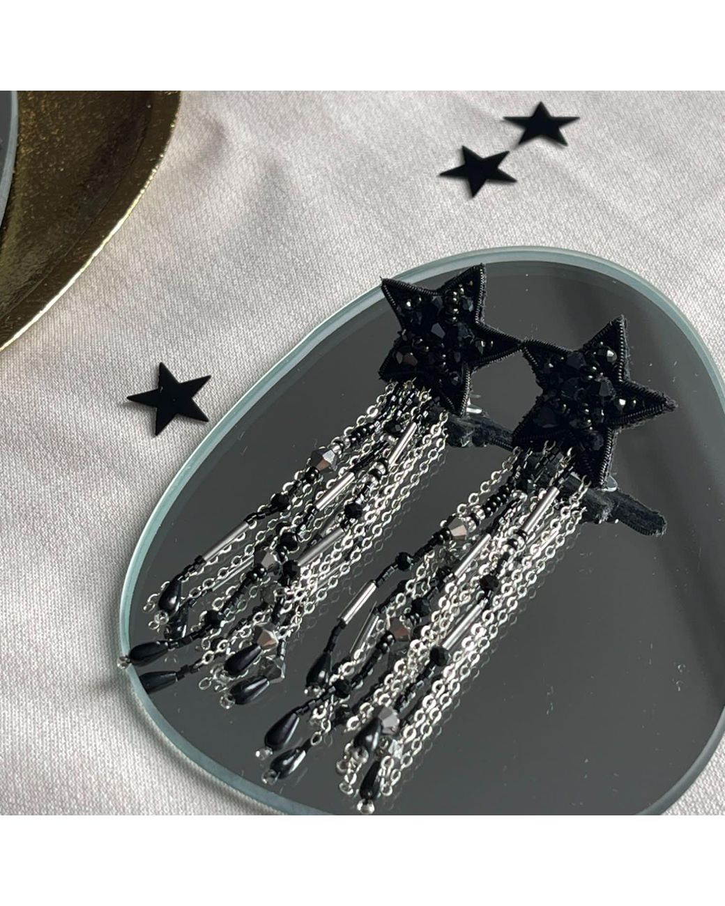 VETKA Black Star Statement Fringe Earrings – Astral Desire