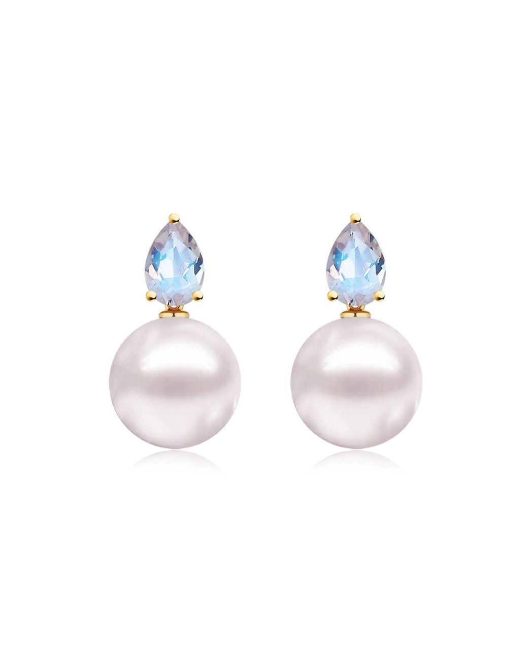 Kai Fine Jewelry Blue Solid Natural Moonstone & Freshwater Pearl Venus Tears Convertible Earrings