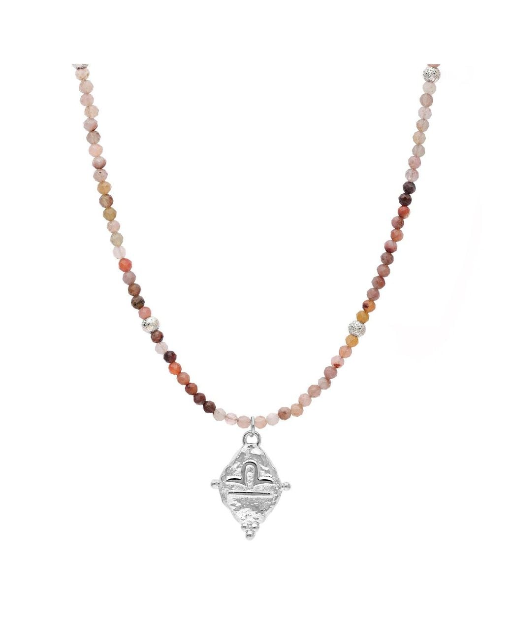 Seven Saints Metallic Libra Gemstone Choker Necklace, Multi-Colored Opal, Rhodium Plated