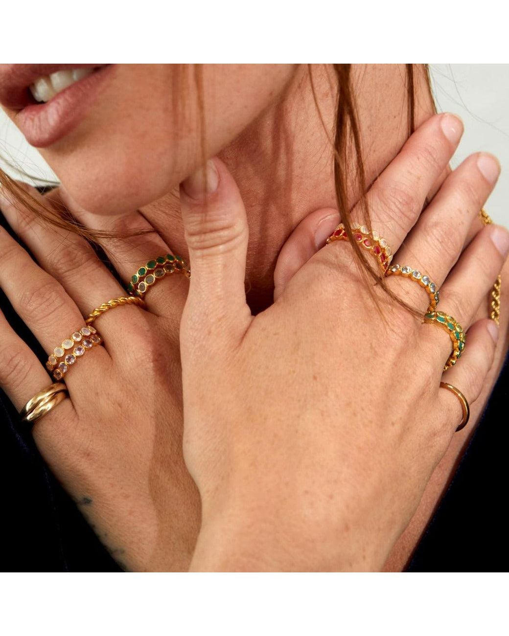 Auree Jewellery White Ortigia Moonstone Vermeil Ring
