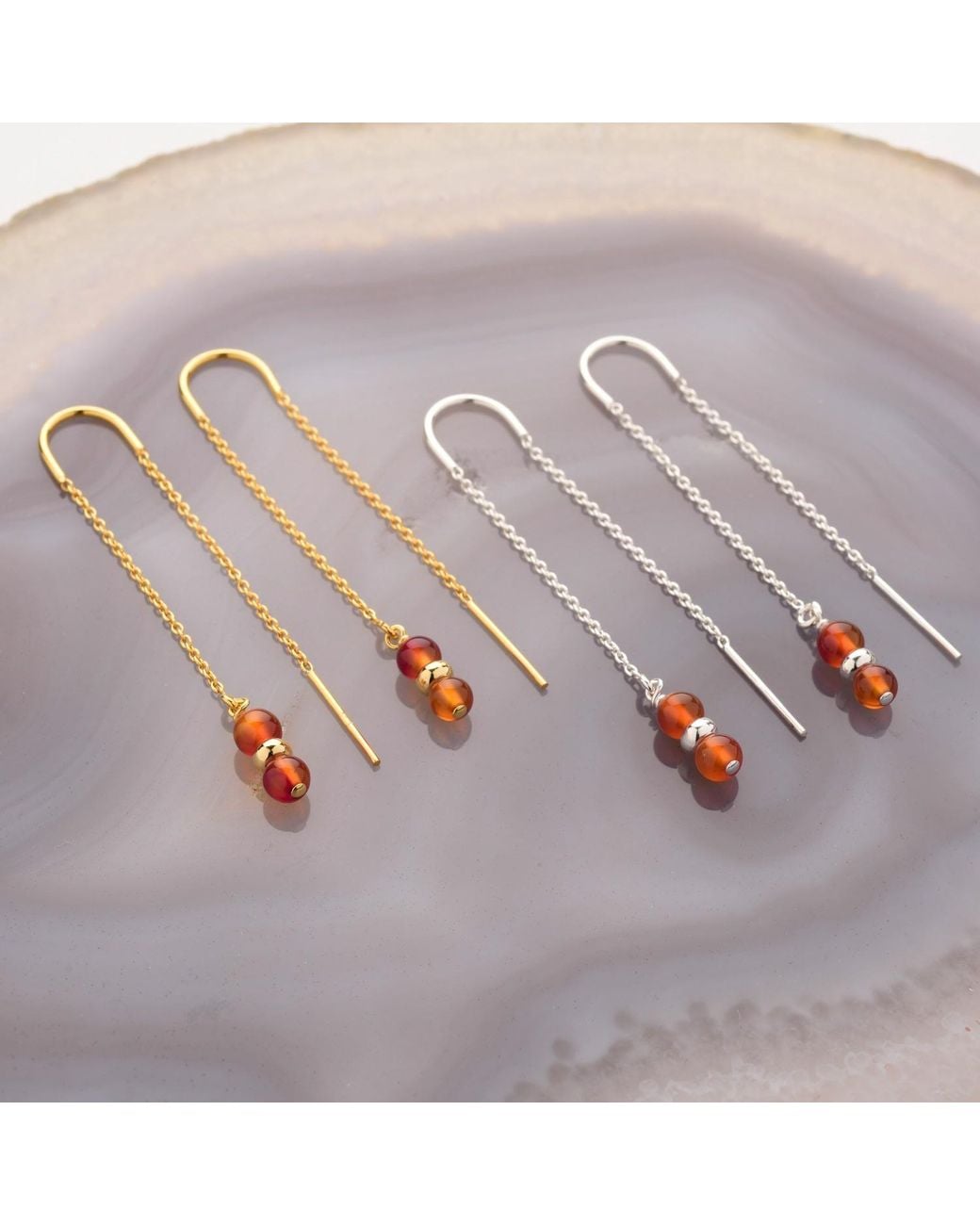 Nellou Jewellery Metallic Fall Birthstone Earrings July Carnelian Plated Sterling