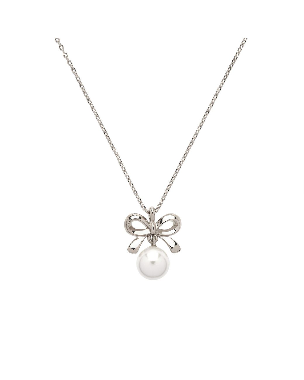 Emma Holland Jewellery Metallic Platinum Bow & Pearl Pendant