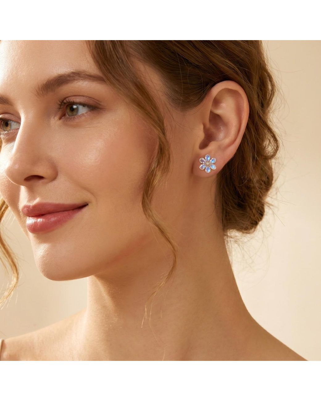 Kai Fine Jewelry Blue Solid Natural Moonstone & Diamond Flora Earrings