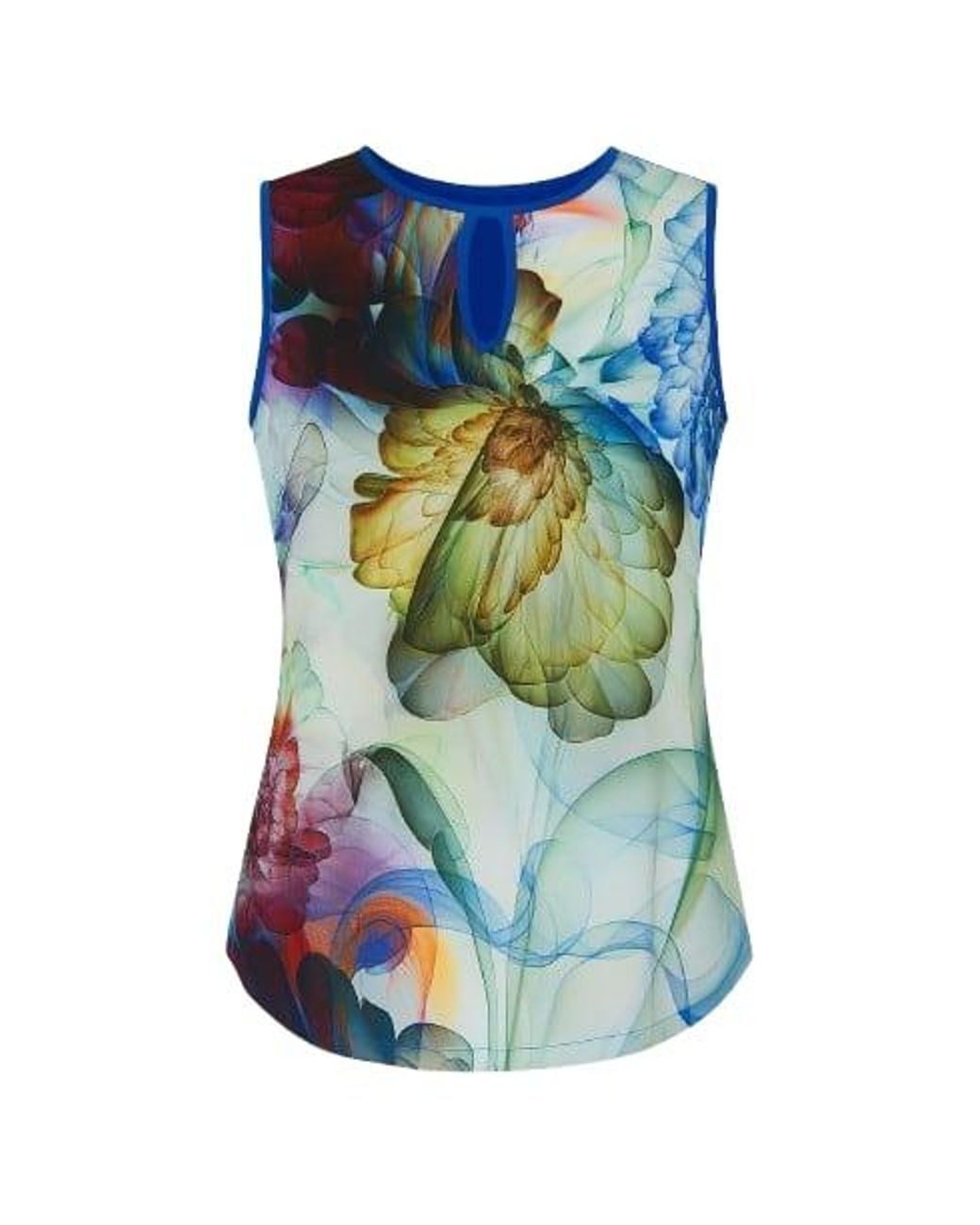 Conquista Blue Royal Keyhole Detail Print Top
