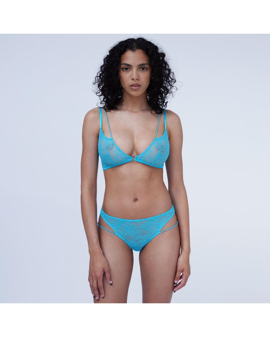MONIQUE MORIN LINGERIE Blue Amphitrite Low Rise Cheeky Panty Flame