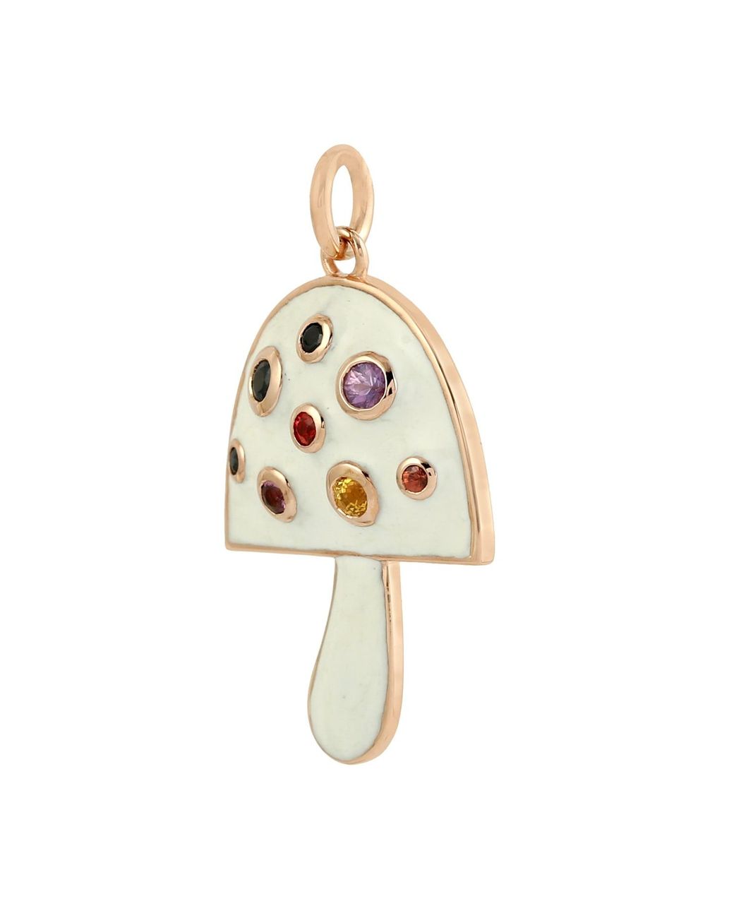 Artisan Metallic 14K Rose Sapphire Enamel Mushroom Pendant
