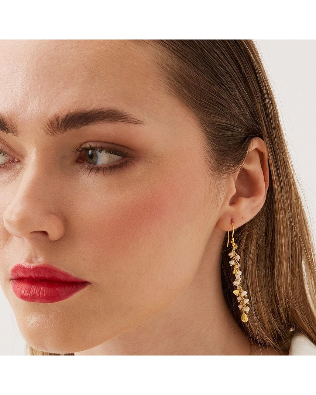 Spero London Metallic Multiple Baroque Pearl Drop Sterling Earring