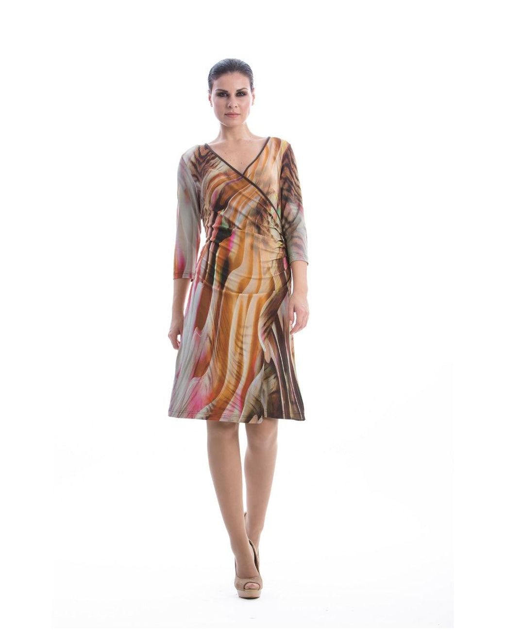 Conquista Brown Wrap Over Dress