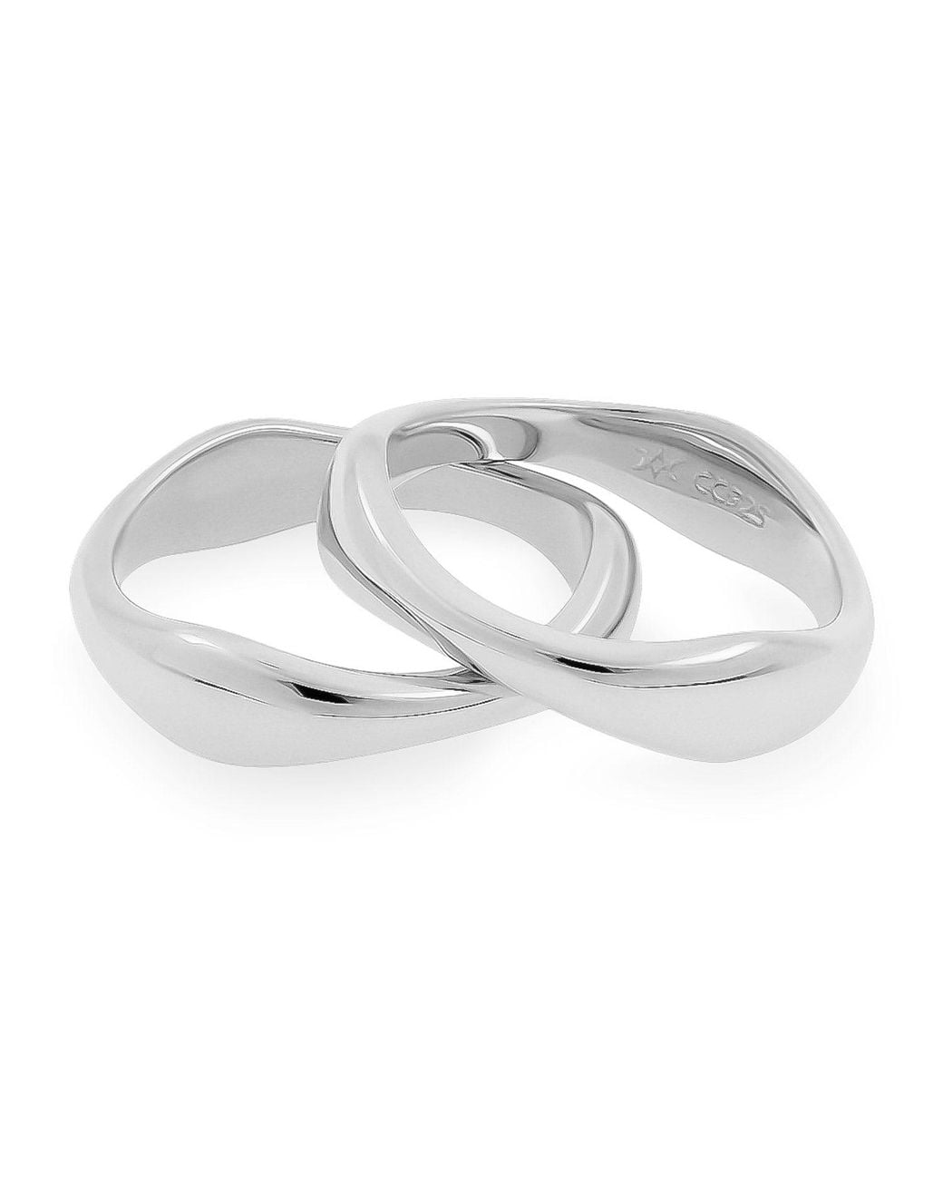 Cote Cache Metallic Symmetry Stackable Wave Ring Set