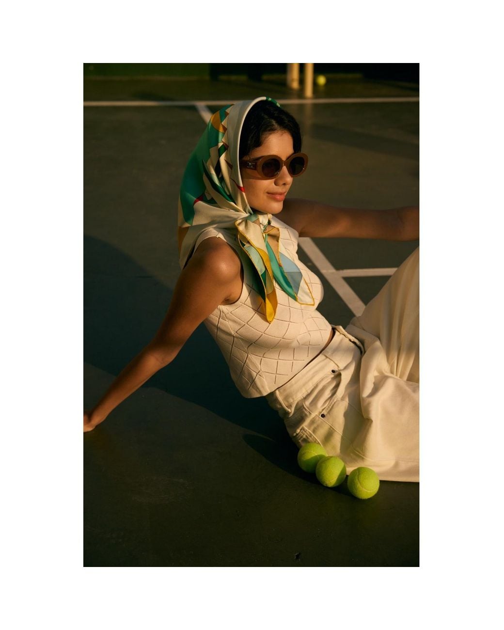 Jessie Zhao New York Blue Double Sided Silk Scarf Of Tropical Breeze