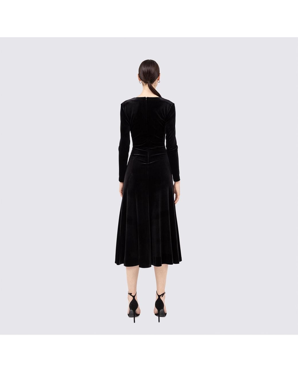 Nissa Black Sequin-Embellished Velvet Midi Dress