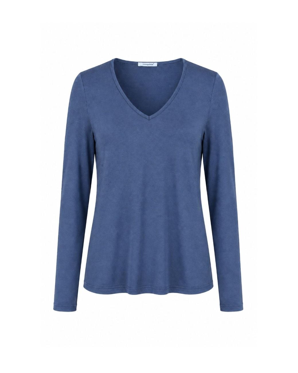Conquista Blue Classic Long-Sleeve V-Neck Top