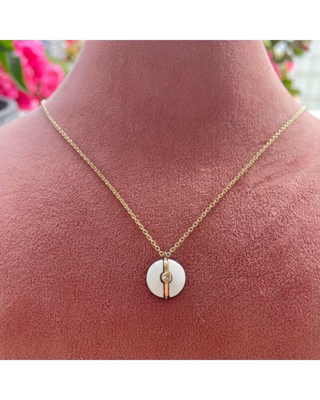 Ecce | Artisan Diamonds Metallic Enamelled Mini Diamond Buttons 14K Solid Necklace