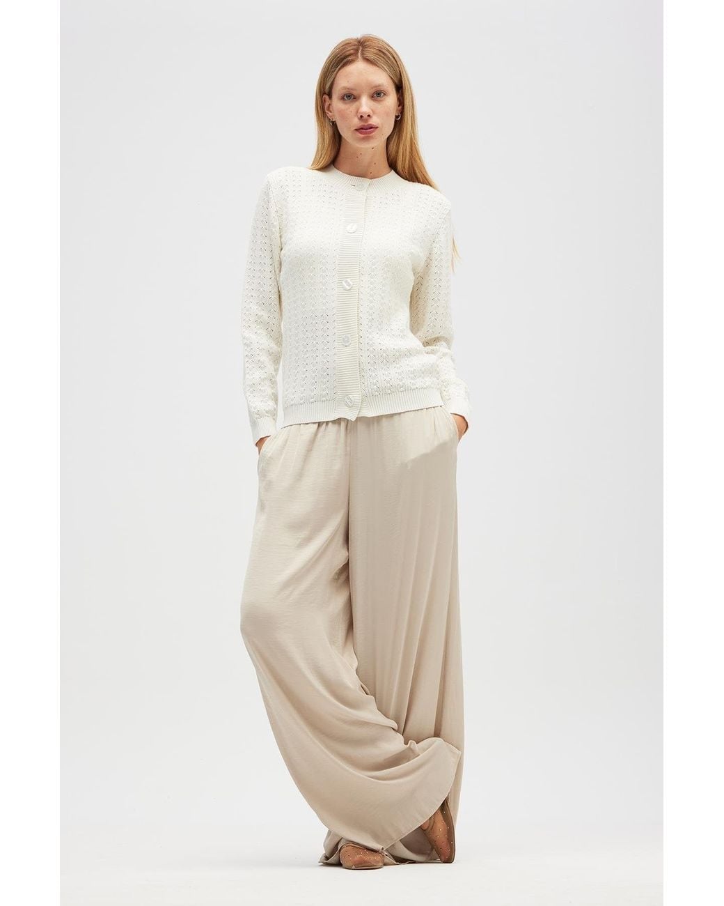 Peraluna White Zoey Embossed Knit Cardigan