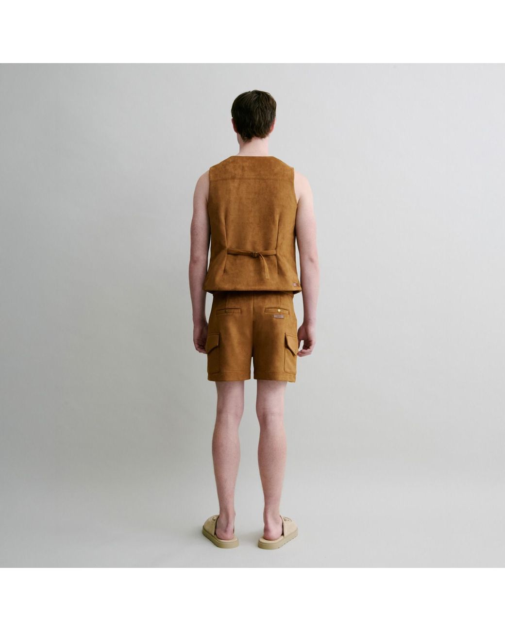 Luroq London Brown Padded Suede Gilet for men