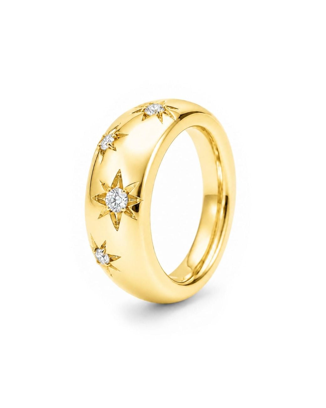 Unaloe Metallic Quartz Starburst Wide Band Ring – Plated Sterling