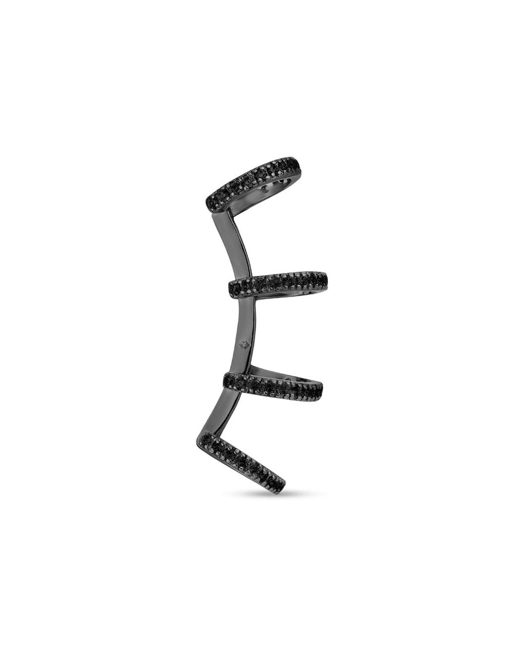 SALLY SKOUFIS Black Edge Ear Cuff With Made Cz Diamond Stimulant