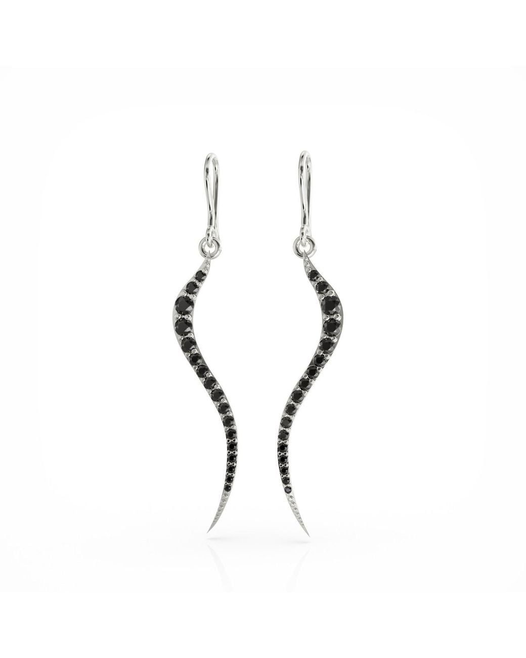 Linda Fiore Metallic Swirl Earrings With Onyx Cz