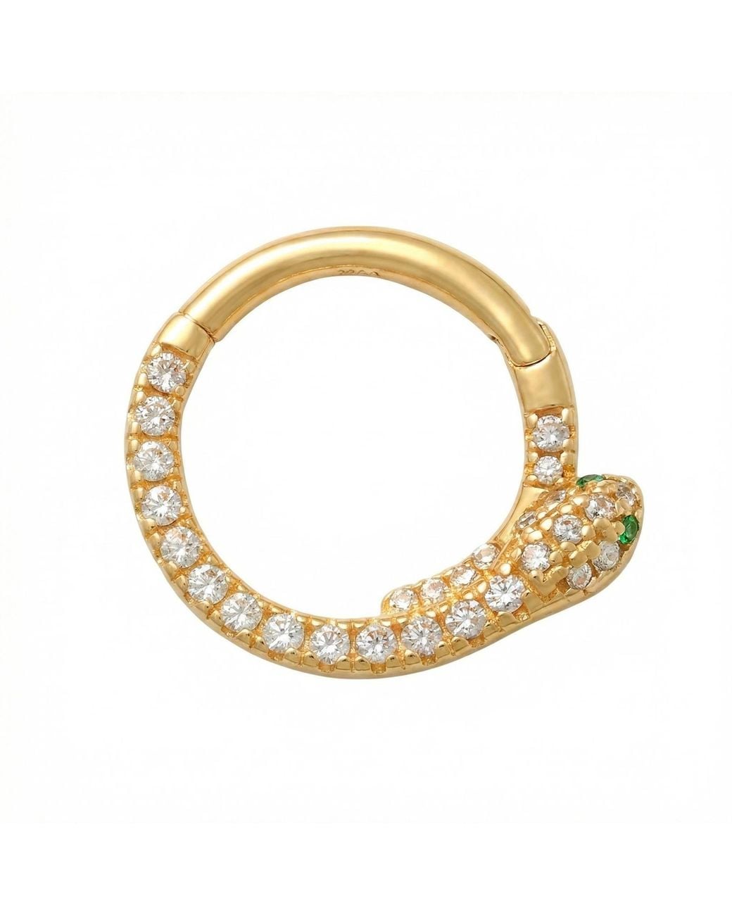 Zahav Jewelry Metallic 10K Solid Snake Cz Pave Clicker Hoop