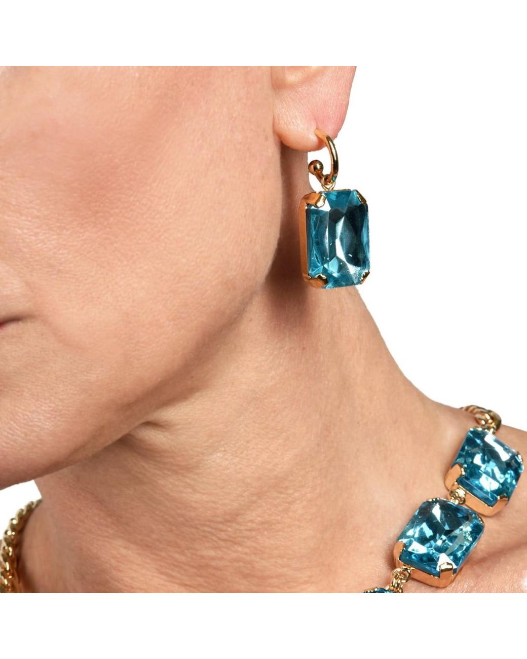 Addicted Blue Noemi Plated Earrings With Light Crystal