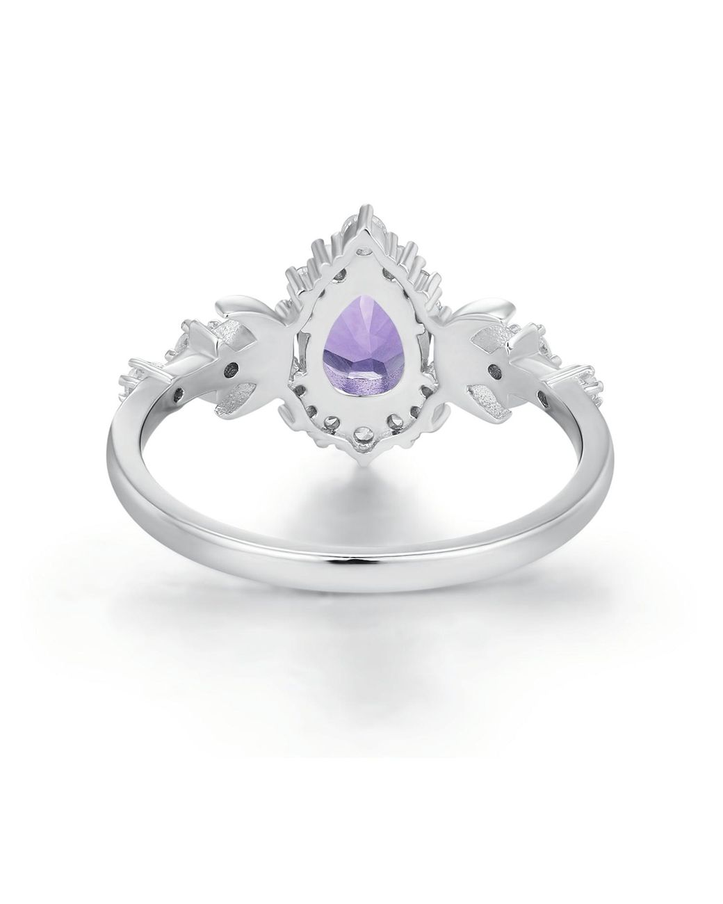 Azura Jewelry New York Purple Galactic Pear Cut Amethyst Ring Vermeil
