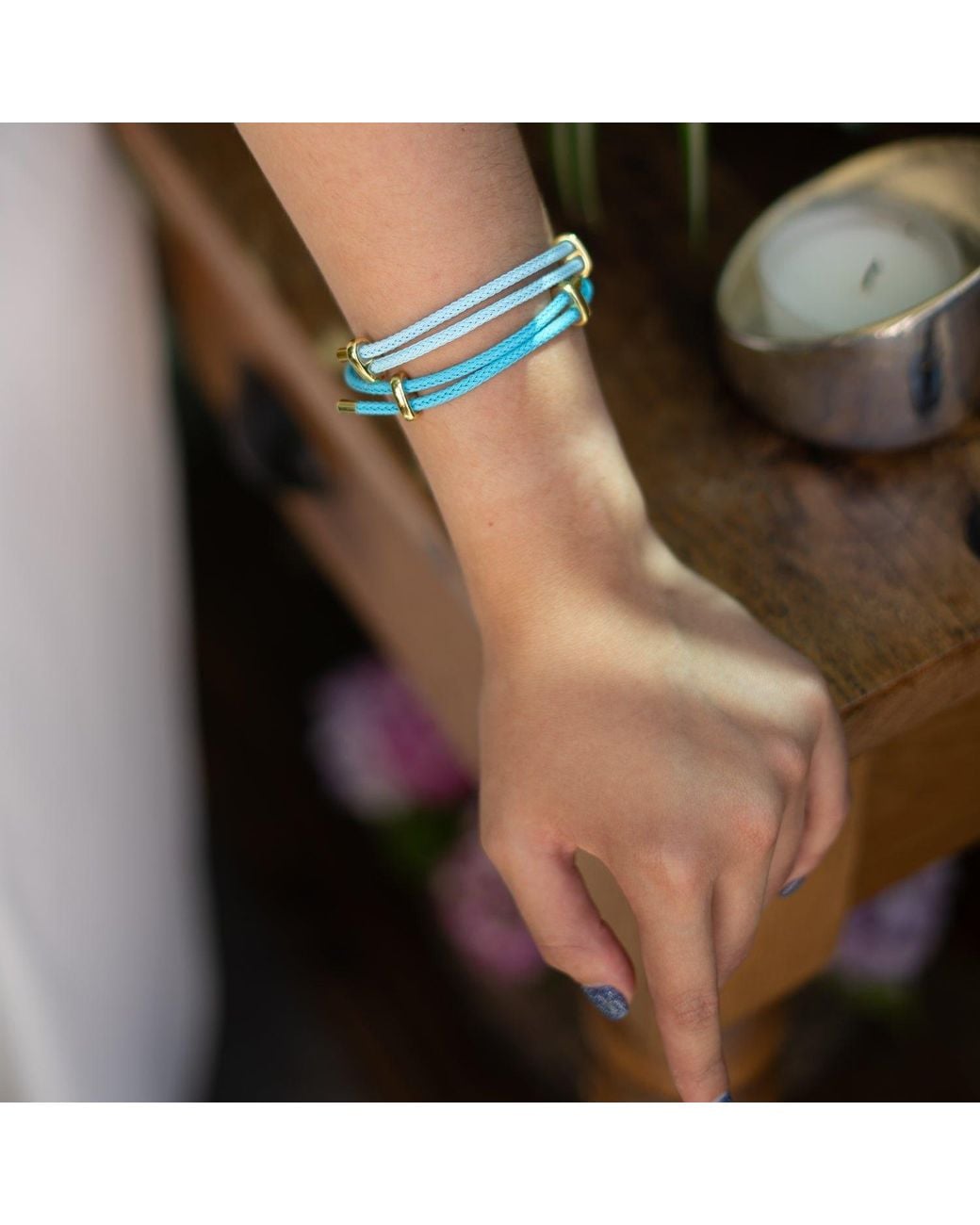 Ebru Jewelry Blue Glow Adjustable Rope Bracelet