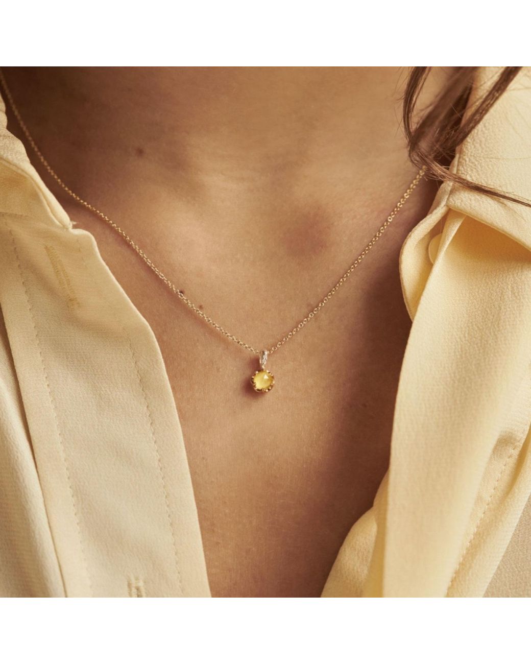 Dinny Hall Metallic November Lemon Quartz Birthstone Pendant