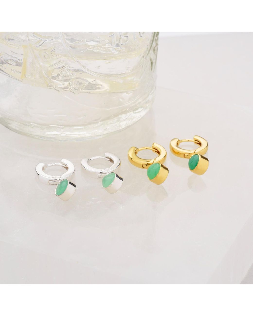Nellou Jewellery Metallic Gem Hoop May Birthstone Earrings Plated Sterling