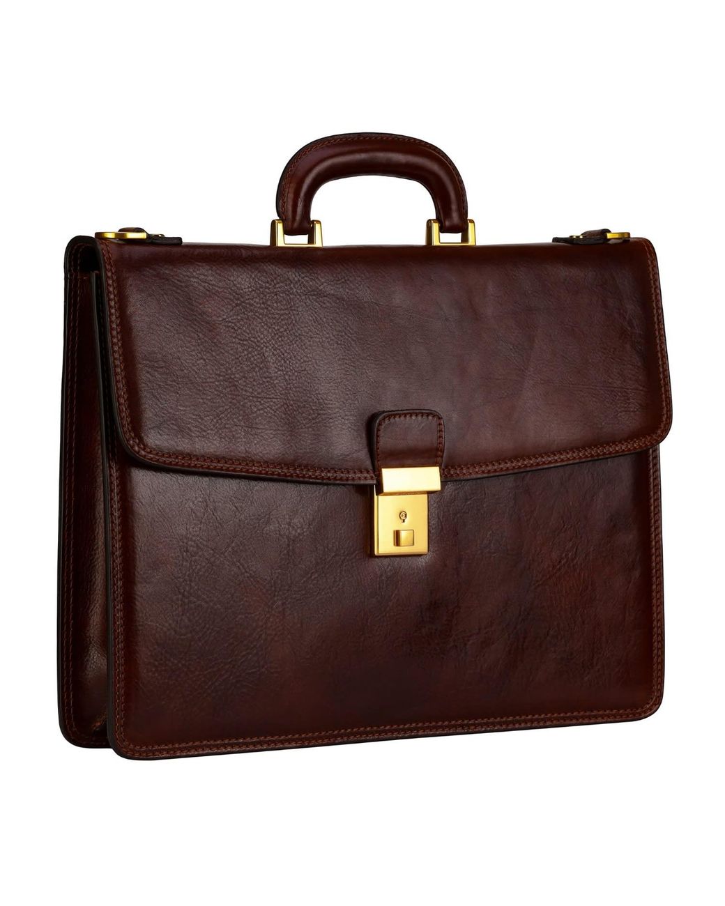 Time Resistance Brown Leather Briefcase