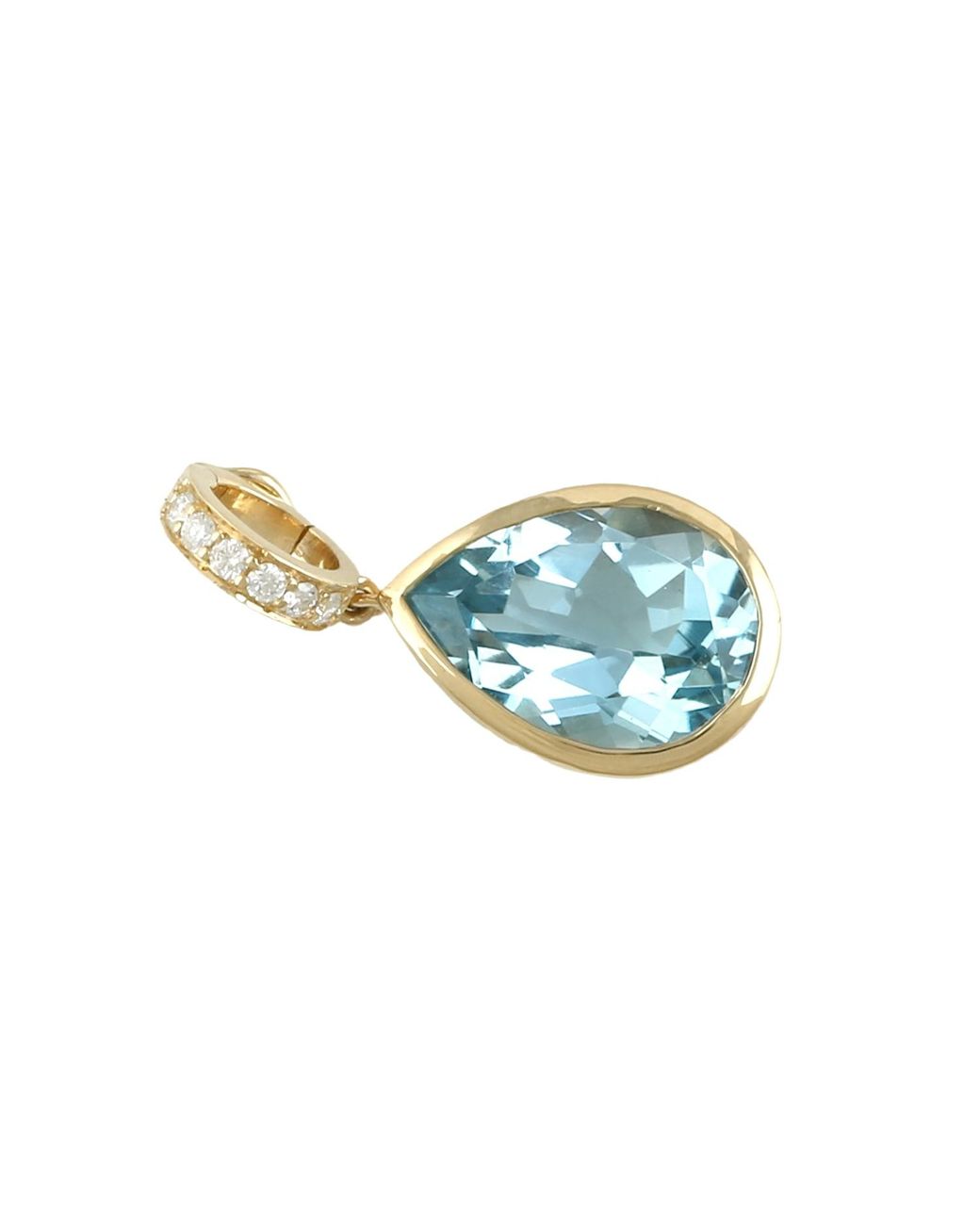 Artisan Blue 18K Topaz & Diamond Pear Drop Pendant