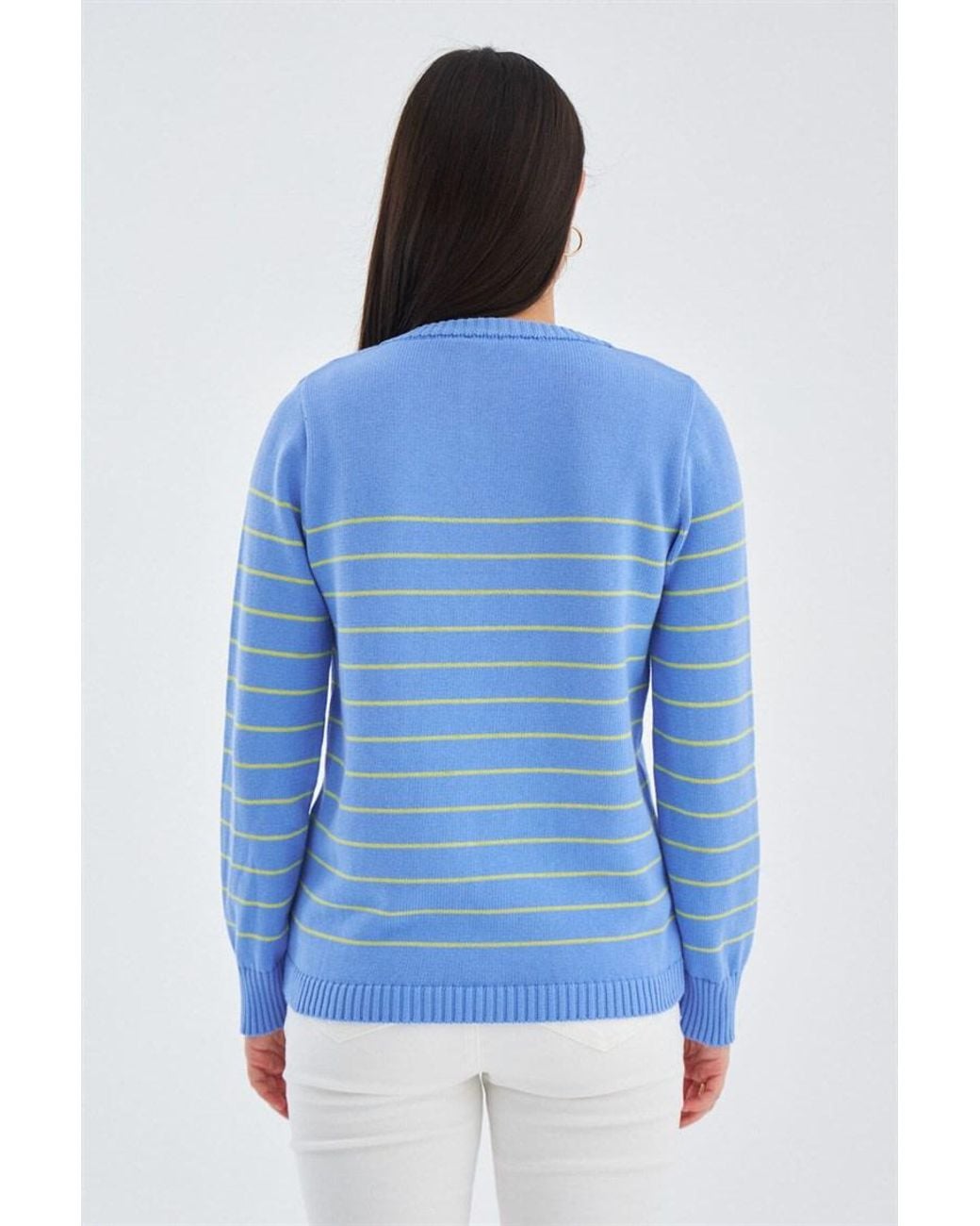 Peraluna Blue Beluga Seasonal Striped Knit Pullover
