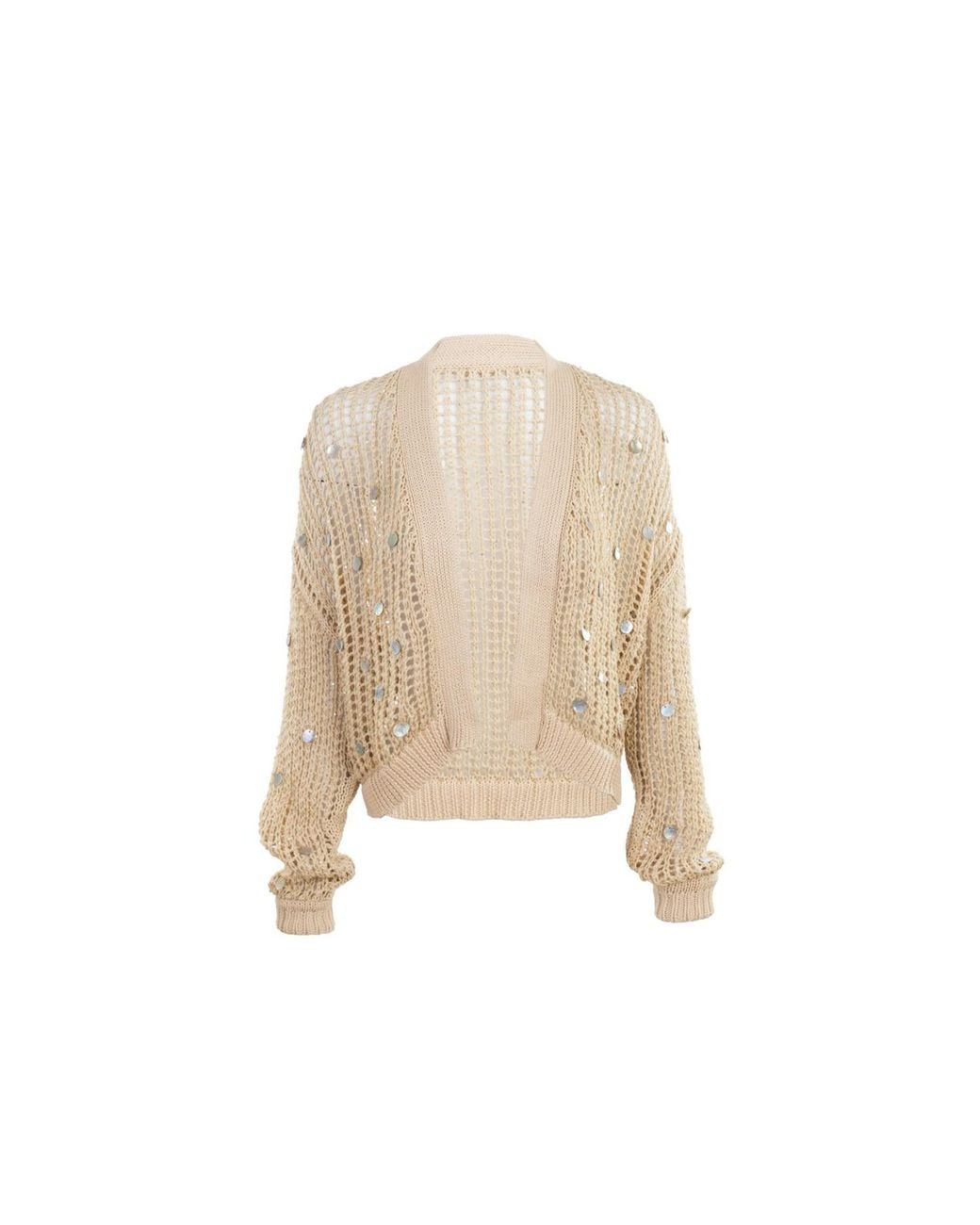 Saachi Natural Coastal Shell Sequin Cardigan