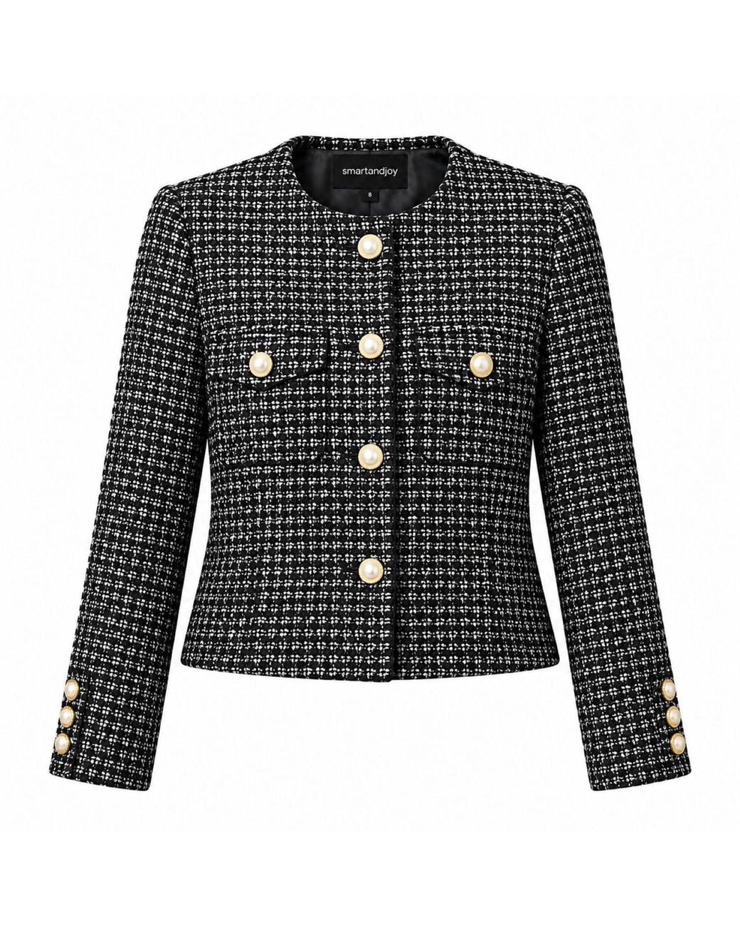 Smart and Joy Black Tweed Jacket With Buttons