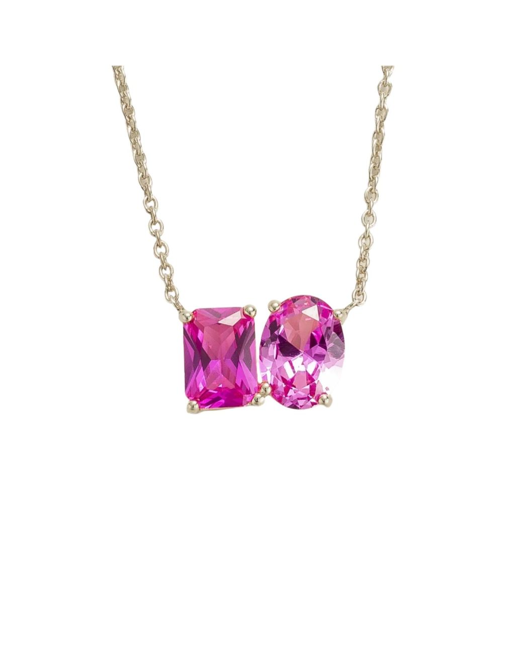 Juvetti Pink Buchon Necklace Set With Sapphire